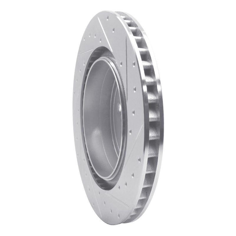 Lexus RC F Brake Rotor (1) - Left Rear - R1 Concepts - Drilled & Slotted - Silver - `15-`22